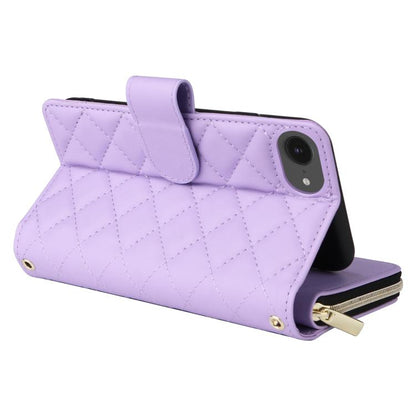 Crossbody Rhombic Zipper Tower Buckle Leather Phone Case with Lanyard, For iPhone 17e / 16e, For iPhone 17 Pro Max, For iPhone 17 Pro, For iPhone 17