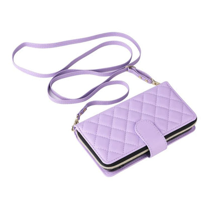 Crossbody Rhombic Zipper Tower Buckle Leather Phone Case with Lanyard, For iPhone 17e / 16e, For iPhone 17 Pro Max, For iPhone 17 Pro, For iPhone 17
