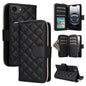 Crossbody Rhombic Zipper Tower Buckle Leather Phone Case with Lanyard, For iPhone 17e / 16e, For iPhone 17 Pro Max, For iPhone 17 Pro, For iPhone 17