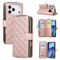 Crossbody Rhombic Zipper Tower Buckle Leather Phone Case with Lanyard, For iPhone 18 / 17, For iPhone 18 Pro / 17 Pro, For iPhone 18 Pro Max / 17 Pro Max, For iPhone 17e / 16e