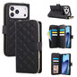 Crossbody Rhombic Zipper Tower Buckle Leather Phone Case with Lanyard, For iPhone 18 / 17, For iPhone 18 Pro / 17 Pro, For iPhone 18 Pro Max / 17 Pro Max, For iPhone 17e / 16e