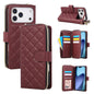 Crossbody Rhombic Zipper Tower Buckle Leather Phone Case with Lanyard, For iPhone 18 / 17, For iPhone 18 Pro / 17 Pro, For iPhone 18 Pro Max / 17 Pro Max, For iPhone 17e / 16e