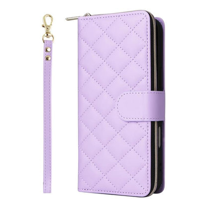Crossbody Rhombic Zipper Tower Buckle Leather Phone Case with Lanyard, For iPhone 18 / 17, For iPhone 18 Pro / 17 Pro, For iPhone 18 Pro Max / 17 Pro Max, For iPhone 17e / 16e