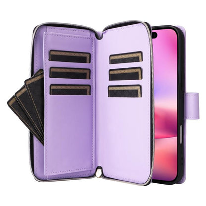 Crossbody Rhombic Zipper Tower Buckle Leather Phone Case with Lanyard, For iPhone 18 / 17, For iPhone 18 Pro / 17 Pro, For iPhone 18 Pro Max / 17 Pro Max, For iPhone 17e / 16e
