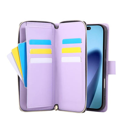 Crossbody Rhombic Zipper Tower Buckle Leather Phone Case with Lanyard, For iPhone Air, For iPhone 16 Pro Max, For iPhone 16 Pro, For iPhone 16 Plus