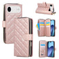 Crossbody Rhombic Zipper Tower Buckle Leather Phone Case with Lanyard, For iPhone Air, For iPhone 16 Pro Max, For iPhone 16 Pro, For iPhone 16 Plus