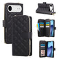 Crossbody Rhombic Zipper Tower Buckle Leather Phone Case with Lanyard, For iPhone Air, For iPhone 16 Pro Max, For iPhone 16 Pro, For iPhone 16 Plus