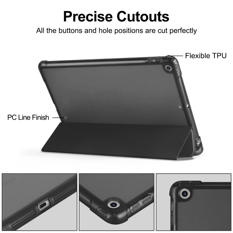 Tri-fold Holder TPU Cover Frosted Leather Smart Tablet Case withh Pen Slot