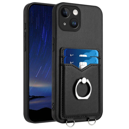 R20 Ring Card Holder Phone Case, For iPhone 15 Pro Max, For iPhone 15 Pro, For iPhone 15 Plus, For iPhone 15