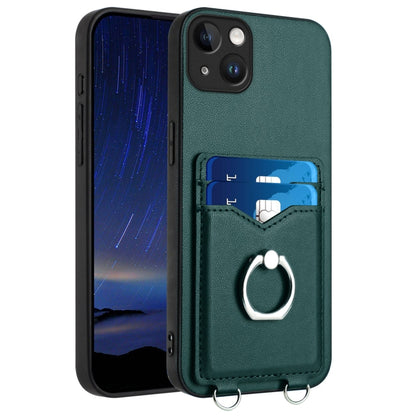 R20 Ring Card Holder Phone Case, For iPhone 14 Plus, For iPhone 14, For iPhone 14 Pro, For iPhone 14 Pro Max