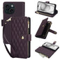 YM016 Rhombic Zipper Card Wallet Leather Phone Case with Lanyard, For iPhone 15, For iPhone 14 Plus, For iPhone 14