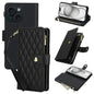 YM016 Rhombic Zipper Card Wallet Leather Phone Case with Lanyard, For iPhone 15, For iPhone 14 Plus, For iPhone 14