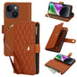 YM016 Rhombic Zipper Card Wallet Leather Phone Case with Lanyard, For iPhone 15, For iPhone 14 Plus, For iPhone 14