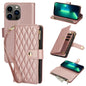 YM016 Rhombic Zipper Card Wallet Leather Phone Case with Lanyard, For iPhone 13 Pro Max, For iPhone 13 Pro, For iPhone 13