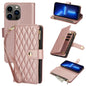 YM016 Rhombic Zipper Card Wallet Leather Phone Case with Lanyard, For iPhone 13 Pro Max, For iPhone 13 Pro, For iPhone 13