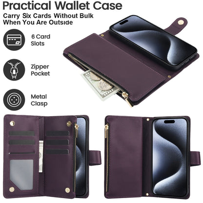 YM016 Rhombic Zipper Card Wallet Leather Phone Case with Lanyard, For iPhone 13 mini, For iPhone 12 / 12 Pro, For iPhone 12 Pro Max