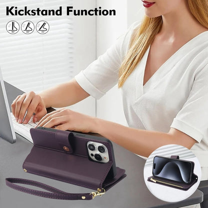 YM016 Rhombic Zipper Card Wallet Leather Phone Case with Lanyard, For iPhone 11 Pro, For iPhone X / XS, For iPhone XR