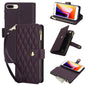 YM016 Rhombic Zipper Card Wallet Leather Phone Case with Lanyard, For iPhone XS Max, For iPhone 8 Plus / 7 Plus