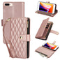 YM016 Rhombic Zipper Card Wallet Leather Phone Case with Lanyard, For iPhone XS Max, For iPhone 8 Plus / 7 Plus