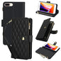 YM016 Rhombic Zipper Card Wallet Leather Phone Case with Lanyard, For iPhone XS Max, For iPhone 8 Plus / 7 Plus