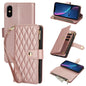 YM016 Rhombic Zipper Card Wallet Leather Phone Case with Lanyard, For iPhone 11 Pro, For iPhone X / XS, For iPhone XR