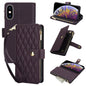 YM016 Rhombic Zipper Card Wallet Leather Phone Case with Lanyard, For iPhone XS Max, For iPhone 8 Plus / 7 Plus