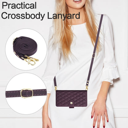 YM016 Rhombic Zipper Card Wallet Leather Phone Case with Lanyard, For iPhone XS Max, For iPhone 8 Plus / 7 Plus