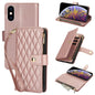 YM016 Rhombic Zipper Card Wallet Leather Phone Case with Lanyard, For iPhone XS Max, For iPhone 8 Plus / 7 Plus