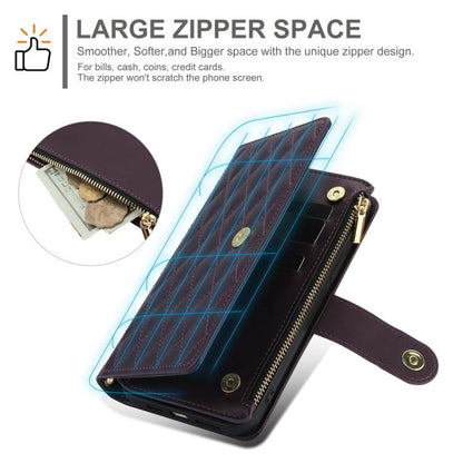 YM016 Rhombic Zipper Card Wallet Leather Phone Case with Lanyard, For iPhone 17e / 16e, For iPhone 17 Pro Max, For iPhone 17 Pro