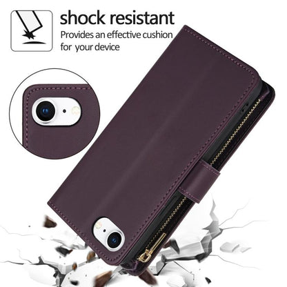 YM016 Rhombic Zipper Card Wallet Leather Phone Case with Lanyard, For iPhone 17e / 16e, For iPhone 17 Pro Max, For iPhone 17 Pro