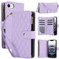 YM016 Rhombic Zipper Card Wallet Leather Phone Case with Lanyard, For iPhone 17e / 16e, For iPhone 17 Pro Max, For iPhone 17 Pro