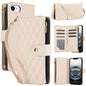 YM016 Rhombic Zipper Card Wallet Leather Phone Case with Lanyard, For iPhone 17e / 16e, For iPhone 17 Pro Max, For iPhone 17 Pro