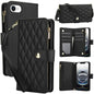 YM016 Rhombic Zipper Card Wallet Leather Phone Case with Lanyard, For iPhone Air, For iPhone 16e, For iPhone 16 Pro Max