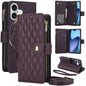 YM016 Rhombic Zipper Card Wallet Leather Phone Case with Lanyard, For iPhone 17, For iPhone Air, For iPhone 16 Pro Max