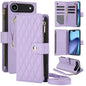 YM016 Rhombic Zipper Card Wallet Leather Phone Case with Lanyard, For iPhone 17, For iPhone Air, For iPhone 16 Pro Max