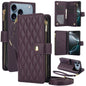 YM016 Rhombic Zipper Card Wallet Leather Phone Case with Lanyard, For iPhone 17e / 16e, For iPhone 17 Pro Max, For iPhone 17 Pro
