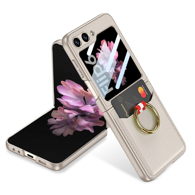 GKK Integrated Ultra-thin Leather Card Slots Phone Case with Ring Holder, For Samsung Galaxy Z Flip6 / Flip7 FE