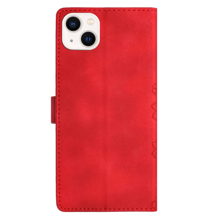 Cherry Blossom Butterfly Skin Feel Embossed PU Phone Case, For iPhone 15, For iPhone 14 Plus, For iPhone 14