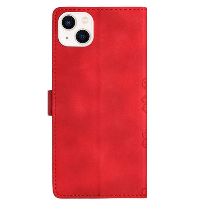 Cherry Blossom Butterfly Skin Feel Embossed PU Phone Case, For iPhone 15, For iPhone 14 Plus, For iPhone 14