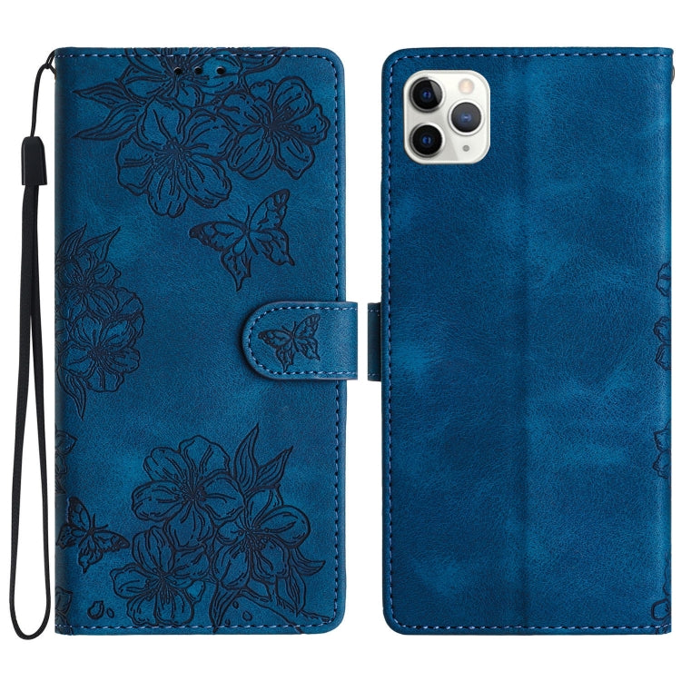 Cherry Blossom Butterfly Skin Feel Embossed PU Phone Case, For iPhone 12 mini, For iPhone 11 Pro Max, For iPhone 11