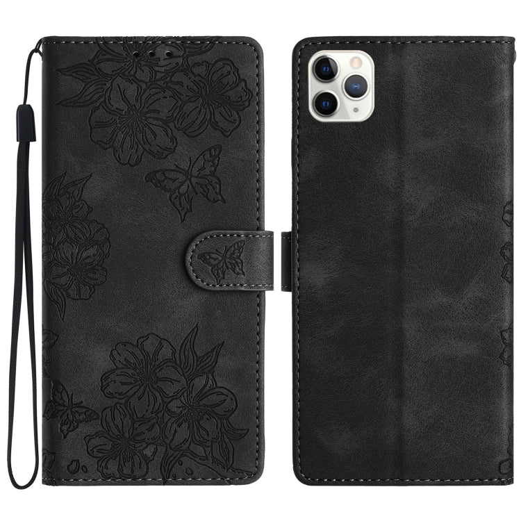 Cherry Blossom Butterfly Skin Feel Embossed PU Phone Case, For iPhone 12 mini, For iPhone 11 Pro Max, For iPhone 11