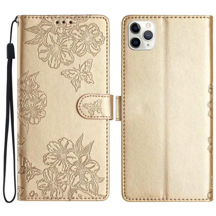 Cherry Blossom Butterfly Skin Feel Embossed PU Phone Case, For iPhone 12 mini, For iPhone 11 Pro Max, For iPhone 11