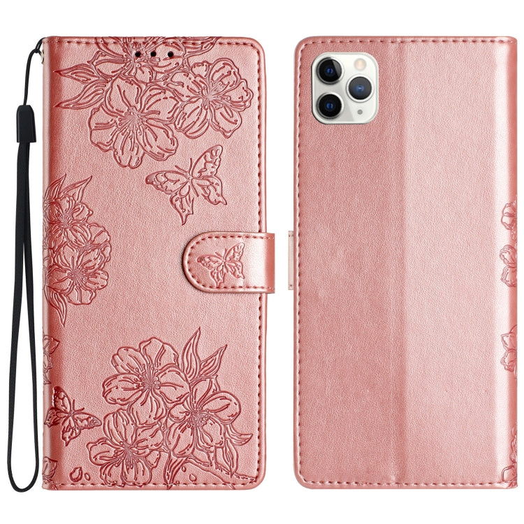 Cherry Blossom Butterfly Skin Feel Embossed PU Phone Case, For iPhone 12 mini, For iPhone 11 Pro Max, For iPhone 11