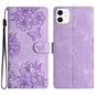 Cherry Blossom Butterfly Skin Feel Embossed PU Phone Case, For iPhone 12 mini, For iPhone 11 Pro Max, For iPhone 11