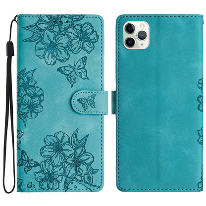 Cherry Blossom Butterfly Skin Feel Embossed PU Phone Case, For iPhone 11 Pro, For iPhone XS / X, For iPhone XR
