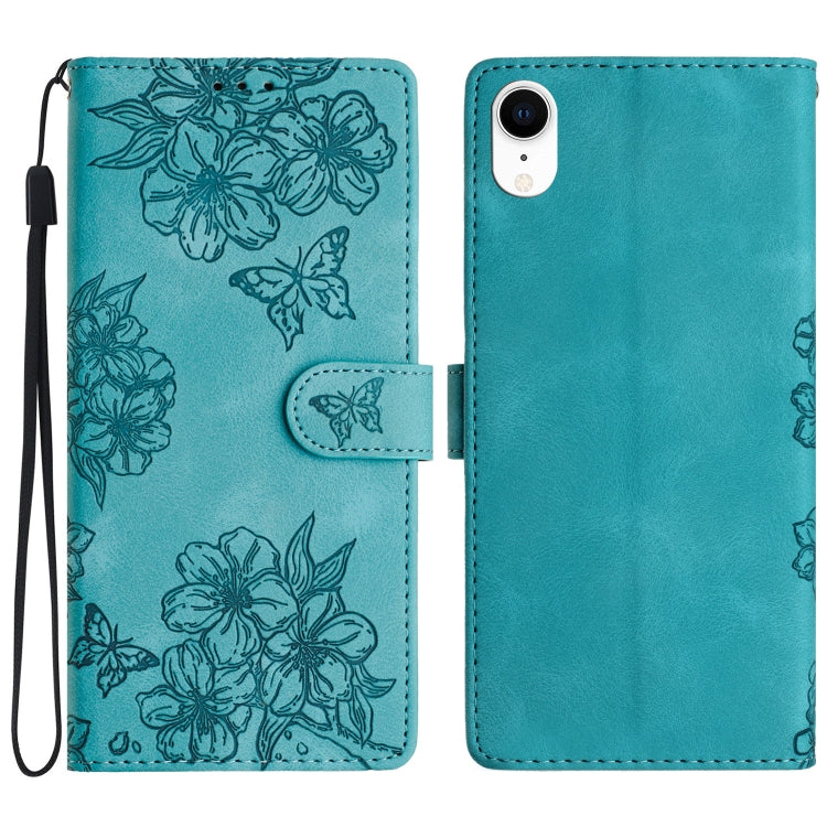Cherry Blossom Butterfly Skin Feel Embossed PU Phone Case, For iPhone 11 Pro, For iPhone XS / X, For iPhone XR