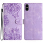 Cherry Blossom Butterfly Skin Feel Embossed PU Phone Case, For iPhone XS Max, For iPhone 8 Plus / 7 Plus