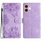 Cherry Blossom Butterfly Skin Feel Embossed PU Phone Case, For iPhone 16 Pro, For iPhone 16 Plus, For iPhone 16