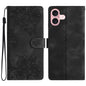 Cherry Blossom Butterfly Skin Feel Embossed PU Phone Case, For iPhone 16 Pro, For iPhone 16 Plus, For iPhone 16