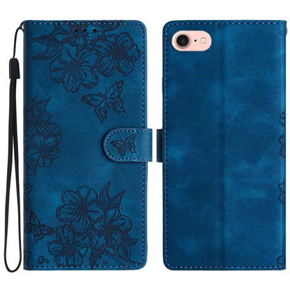 Cherry Blossom Butterfly Skin Feel Embossed PU Phone Case, For iPhone 16e / 17e, For iPhone 17 Pro Max, For iPhone 17 Pro